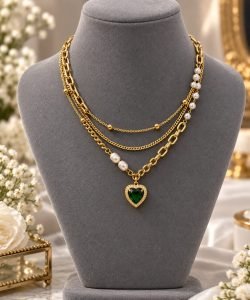 Emerald Heart Multi-Layer Necklace