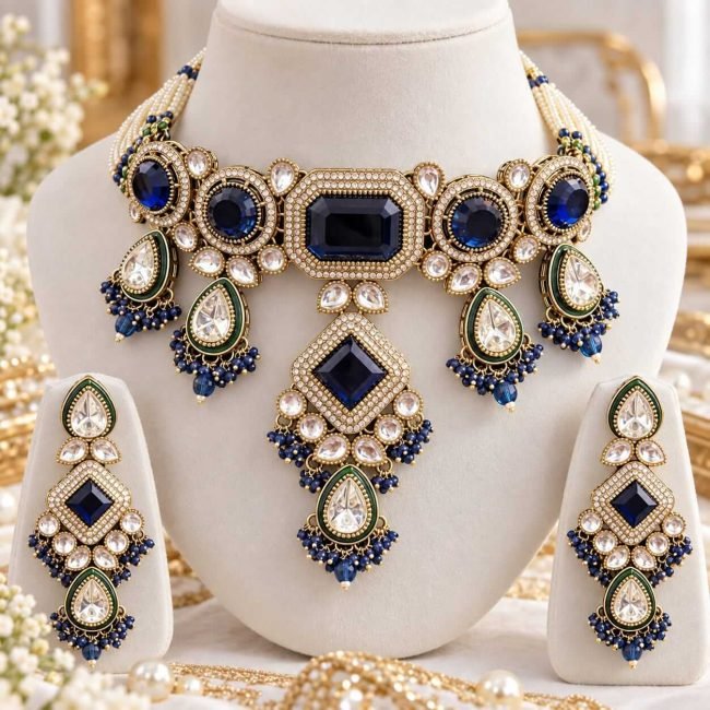 Royal Sapphire Blue Kundan Heritage Set
