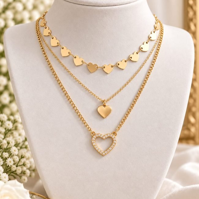 Trinity Heart Layered Necklace